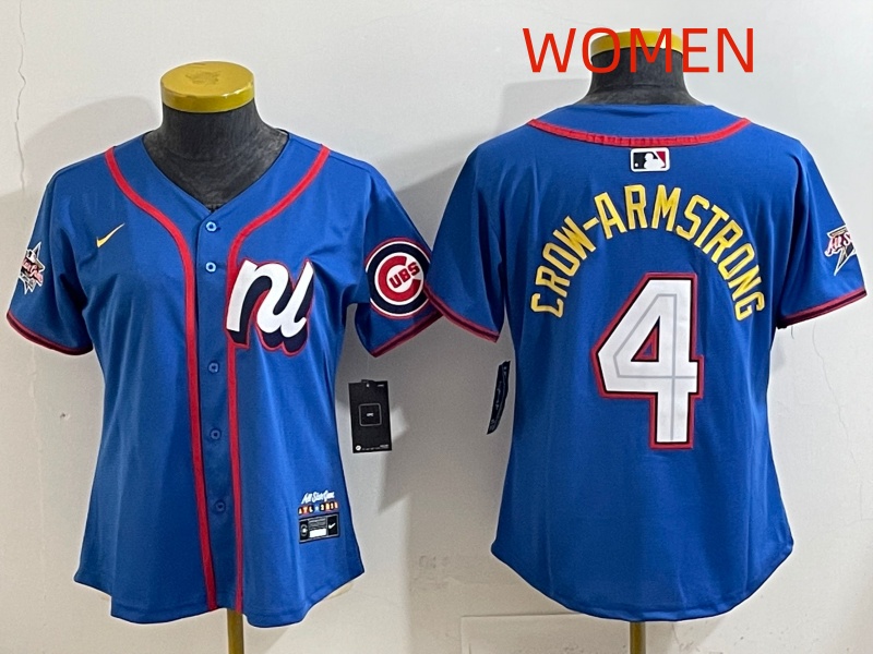 Women Chicago Cubs #4 Crow-Armstrong Blue MLB All star Nike 2025 Jersey style 003->women mlb jersey->Women Jersey